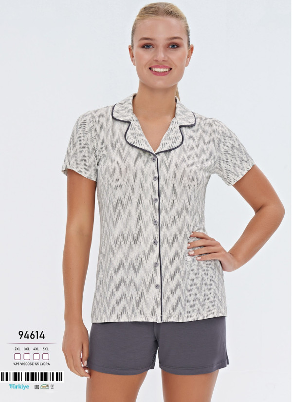 Caroline 94614 Shorts Homewear Set (2XL+3XL+4XL+5XL) — Turkish factory wholesale