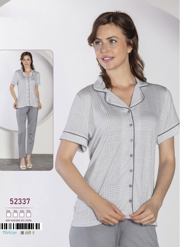 Caroline 52337 Women's Pajama Set (2XL+3XL+4XL+5XL) — direct Turkish factory supply