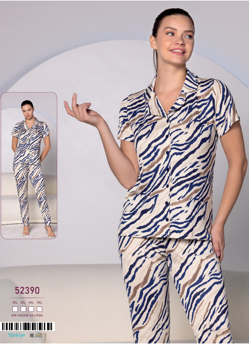 Пижама Женская на Пуговицах Комплект с Брюками 2-ка (2XL+3XL+4XL+5XL) Caroline Caroline 52390 — оптом для магазинов и бутиков
