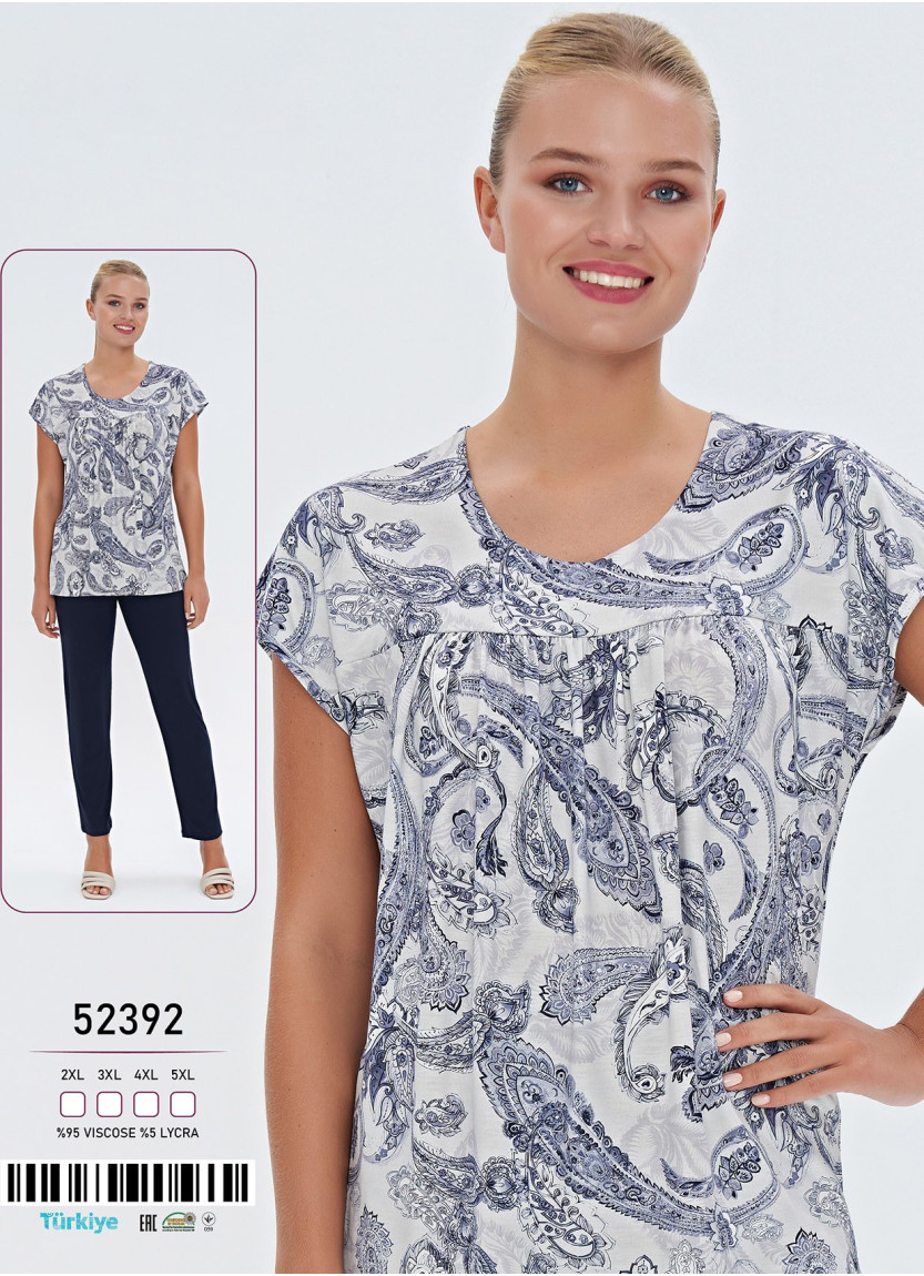 Пижама Женская Комплект с Брюками 2-ка (2XL+3XL+4XL+5XL) Caroline Caroline 52392 — оптовая поставка из Турции