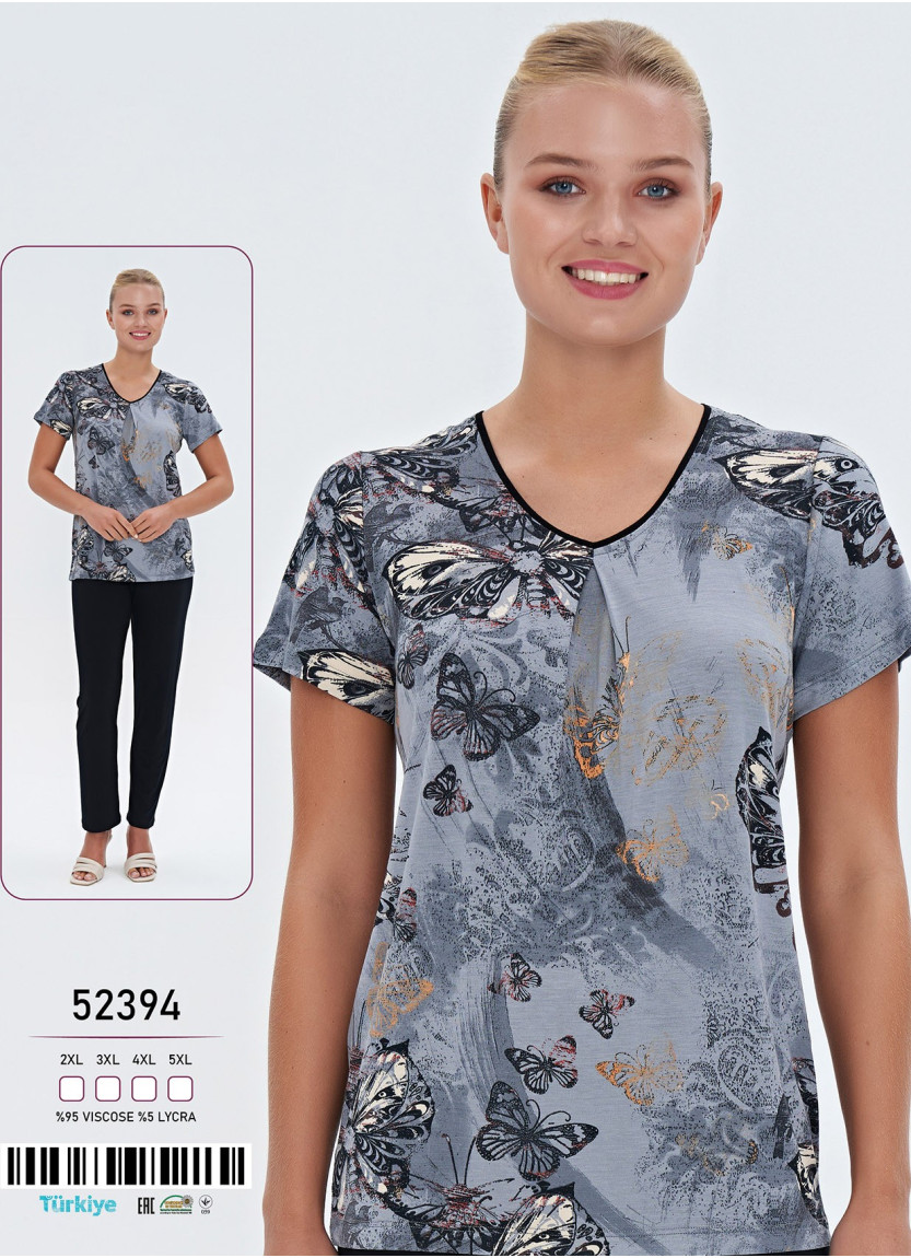 Пижама Женская Комплект с Брюками 2-ка (2XL+3XL+4XL+5XL) Caroline Caroline 52394 — турецкий текстиль оптом