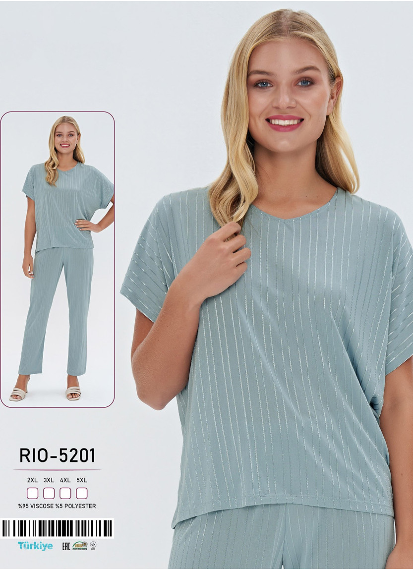 Пижама Женская Комплект с Брюками 2-ка (2XL+3XL+4XL+5XL) Caroline Caroline RIO-5201 — оптовая поставка из Турции