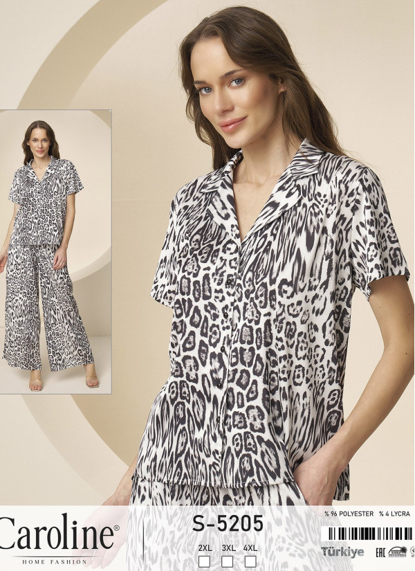 Caroline S-5205 Women's Pajama Set (2XL+3XL+4XL) — Turkish factory wholesale