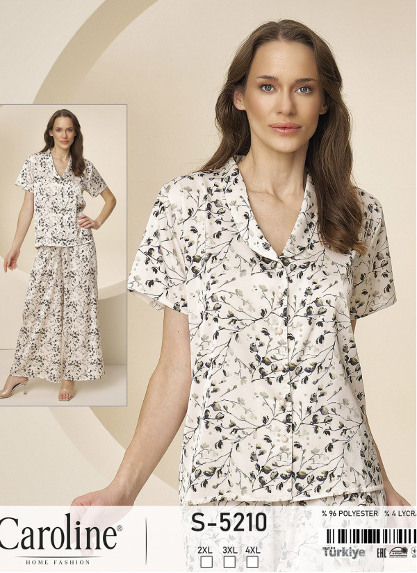 Caroline S-5210 Women's Pajama Set (2XL+3XL+4XL) — Turkish factory wholesale
