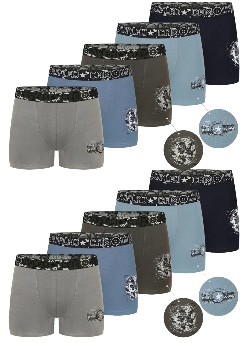 Donella 8371PB38 Assorted 10-Pack Boys' Boxer Briefs — factory-direct from Turkey