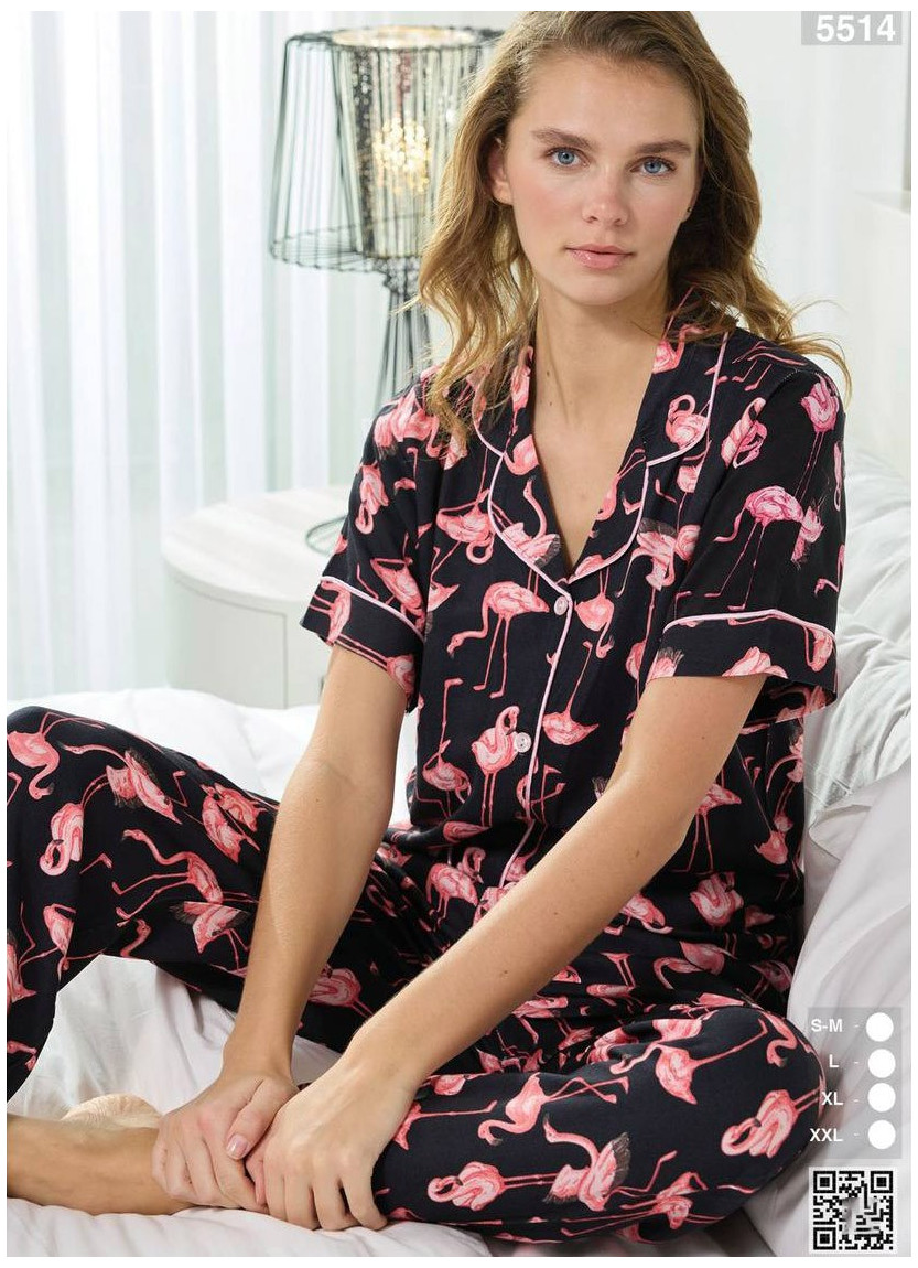 Женская Пижама на Пуговицах (SM+L+XL+2XL) Seamlife 5514 — турецкий текстиль оптом