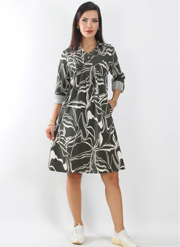 Туника Рубашка 100% Cotton (M+L+XL+2XL+3XL) JEN JEN 04403 Haki — купить оптом со Стамбула
