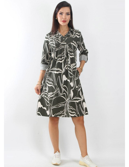 Туника Рубашка 100% Cotton (M+L+XL+2XL+3XL) JEN JEN 04403 Haki — купить оптом со Стамбула