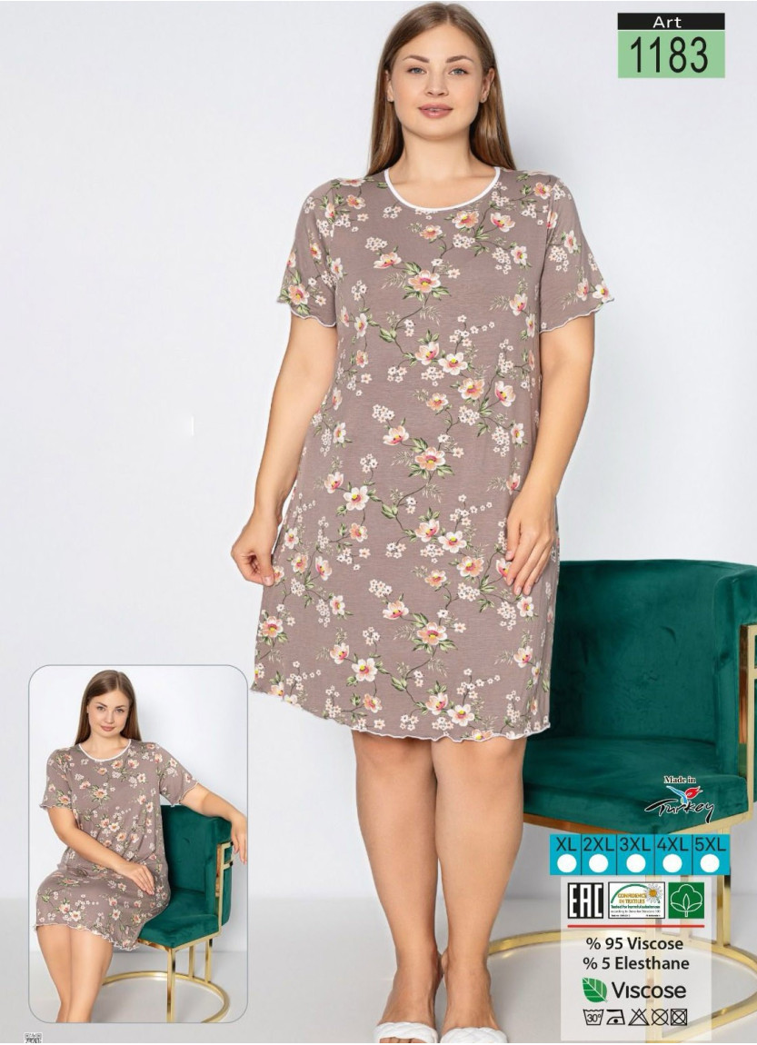 LAGERTHA 1183 Viscose Nightdress (XL+2XL+3XL+4XL+5XL) — Turkish textile wholesale