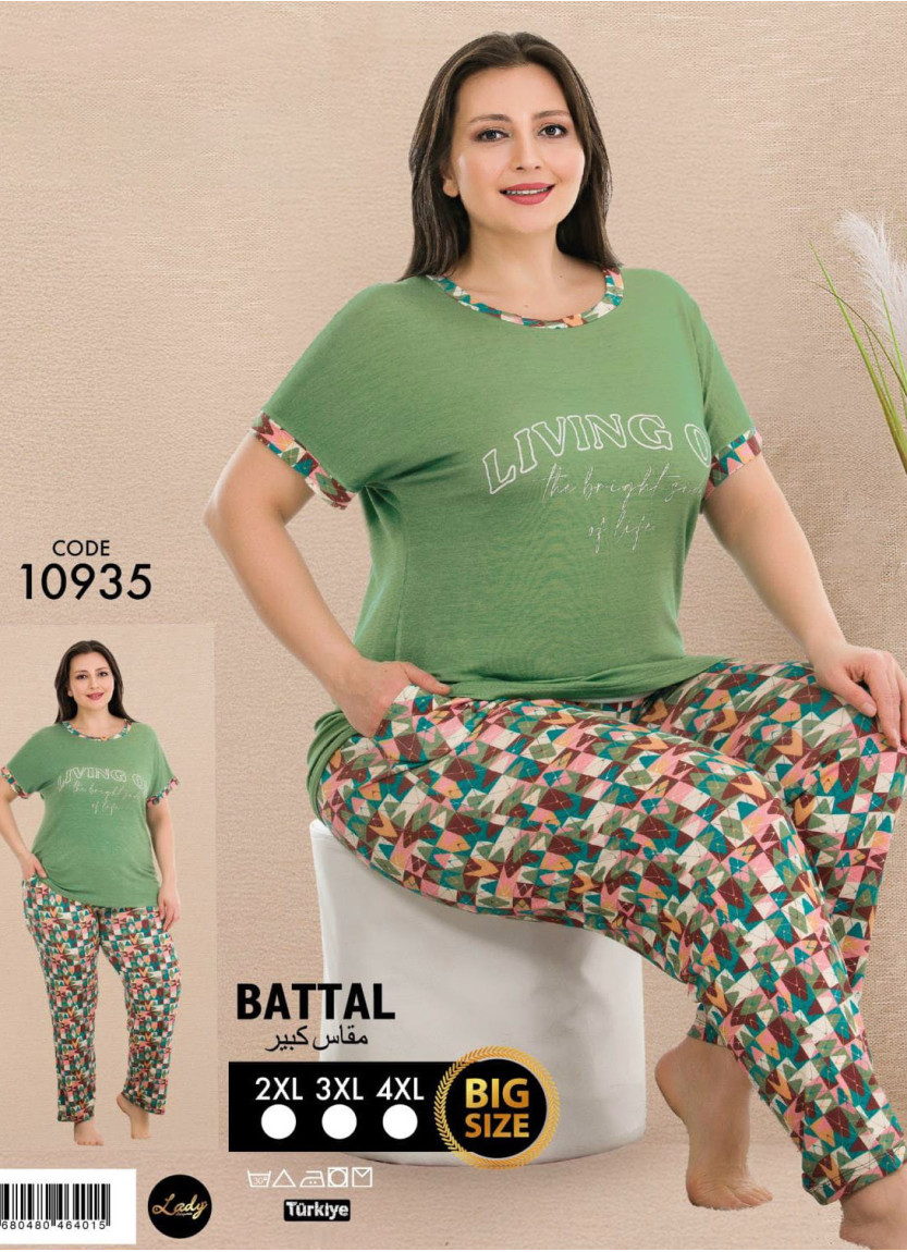 Lady BTL Ksa 10935 Pants Homewear Set (2XL+3XL+4XL) — Turkish textile wholesale