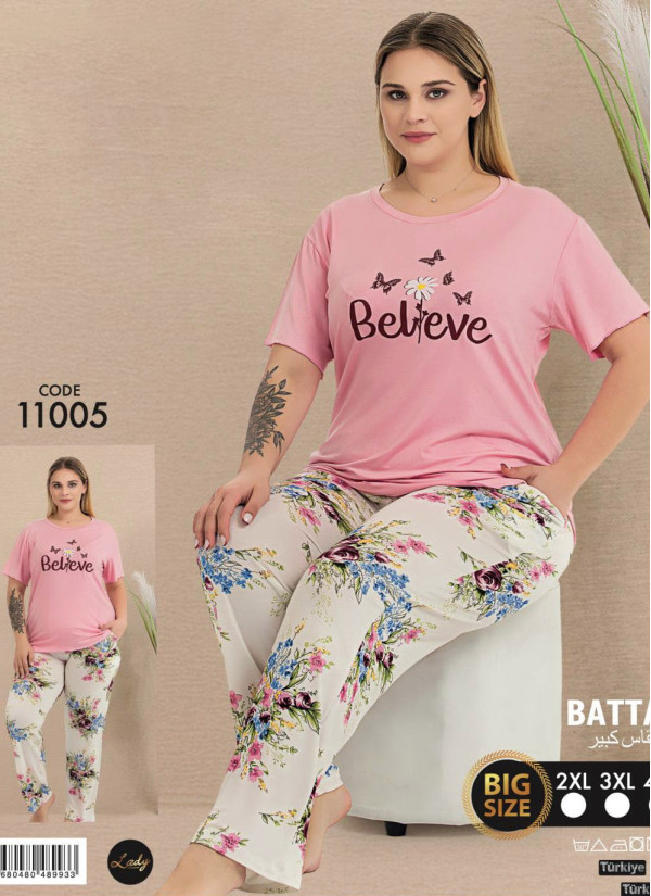 Lady BTL Ksa 11005 Pants Homewear Set (2XL+3XL+4XL) — Turkish factory wholesale
