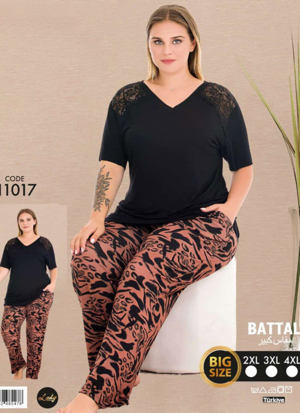 Lady BTL Ksa 11017 Pants Homewear Set (2XL+3XL+4XL) — Turkish textile wholesale