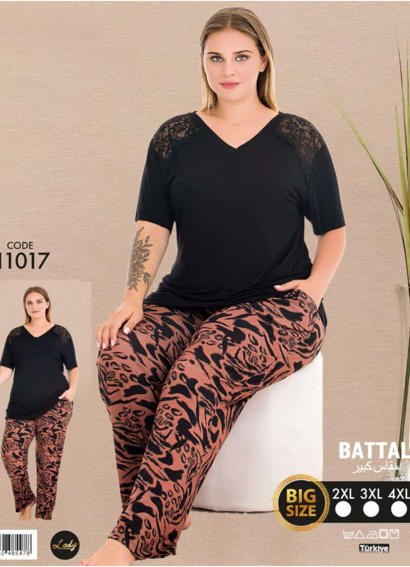 Lady BTL Ksa 11017 Pants Homewear Set (2XL+3XL+4XL) — Turkish textile wholesale