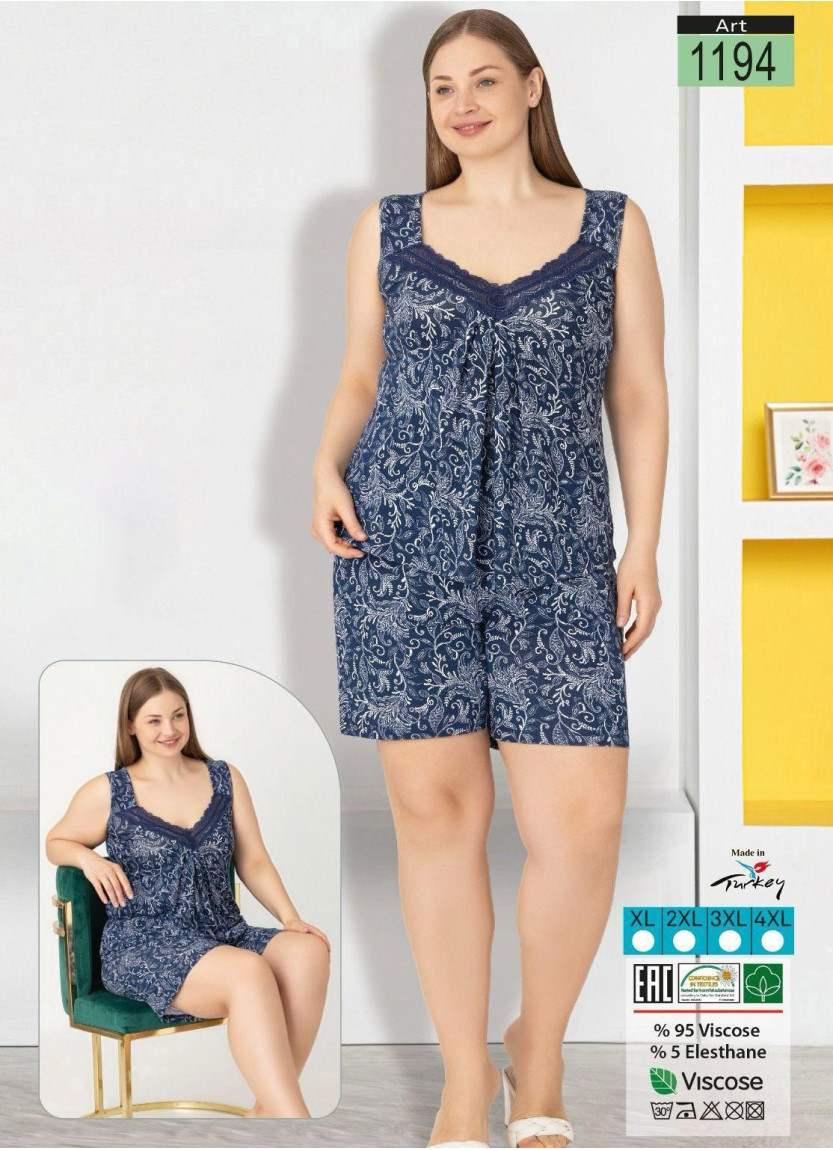 LAGERTHA 1194 Viscose Shorts Homewear Set (XL+XXL+3XL+4XL) — Istanbul wholesale supplier