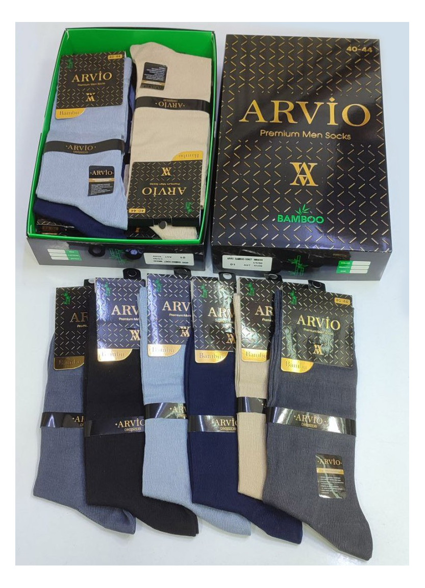 Летние Носки Бамбуковые Мужские 12 Пар/Уп. (40-44) с Запахом Парфюма ARVIO ARVIO YAZ BMB 6501A — турецкий текстиль оптом