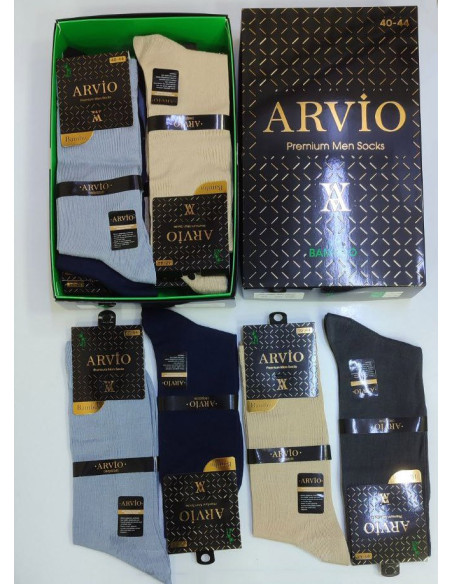 Летние Носки Бамбуковые Мужские 12 Пар/Уп. (40-44) с Запахом Парфюма ARVIO ARVIO YAZ BMB 6501A — оптом для магазинов и бутиков