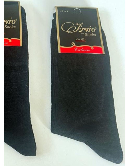 Носки Длинные Мужские Чёрные 12 Пар/Уп. (40-44) Cotton ARVIO ARVIO Uz KOM 12001 Siyah — оптовая поставка из Турции