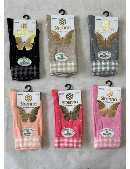 Strenna YAZ BMB 27001 Bamboo Assorted 12-Pair Pack Women's Socks (36-40) — Turkish factory wholesale