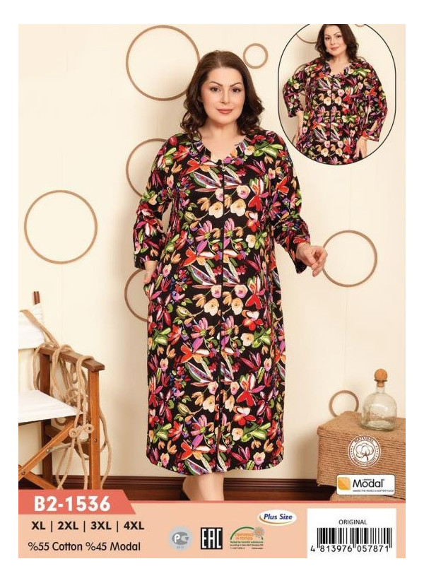 CCNB2-1536_ORI Modal Women's Robe (XL+XXL+3XL+4XL) — Turkish textile wholesale