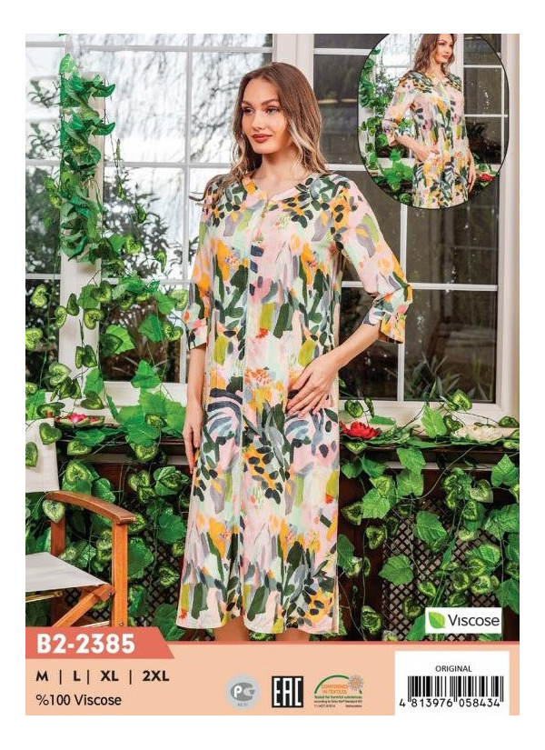 CCNB2-2385_ORI Viscose Women's Robe (M+L+XL+2XL) — factory-direct from Turkey