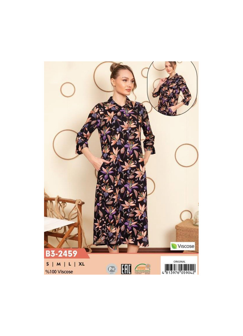 CCNB3-2459_ORI Viscose Women's Robe (S+M+L+XL) — direct Turkish factory supply