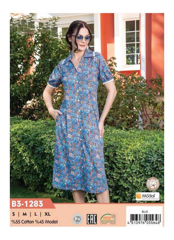 CCNB3-1283_BLU Modal Women's Robe (S+M+L+XL) — direct Turkish factory supply