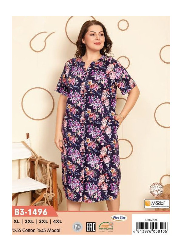 CCNB3-1496_ORI Modal Women's Robe (XL+2XL+3XL+4XL) — factory-direct from Turkey