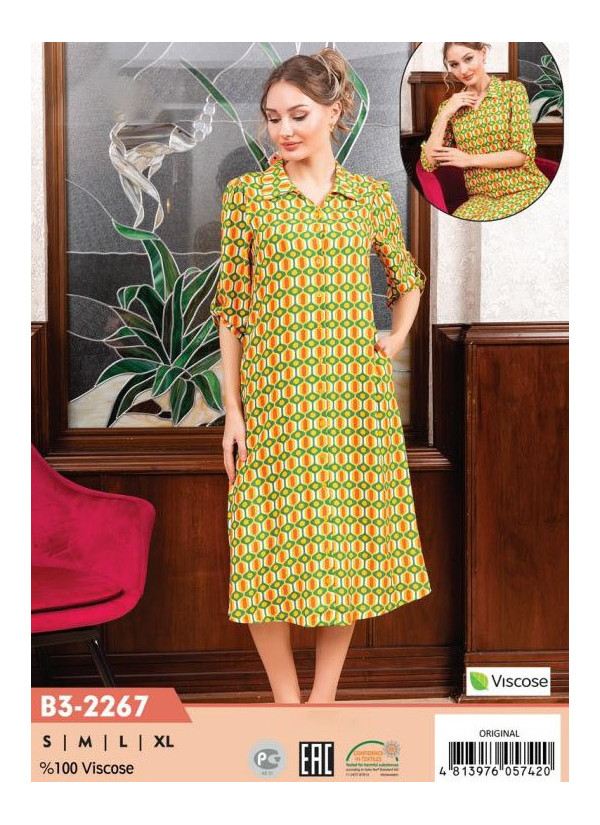 CCNB3-2267_ORI Viscose Women's Robe (S+M+L+XL) — direct Turkish factory supply