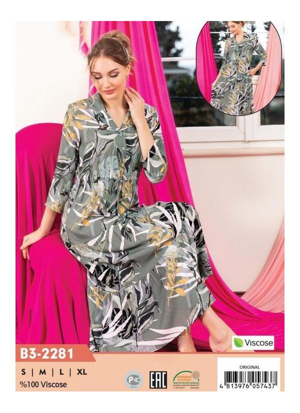 CCNB3-2281_ORI Viscose Women's Robe (S+M+L+XL) — factory-direct from Turkey