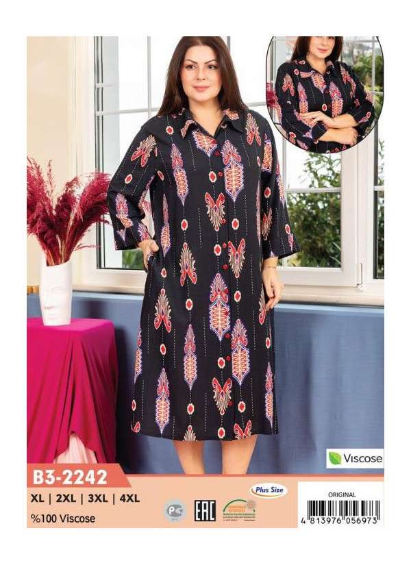 CCNB3-2242_ORI Viscose Women's Robe (XL+2XL+3XL+4XL) — wholesale from Turkey