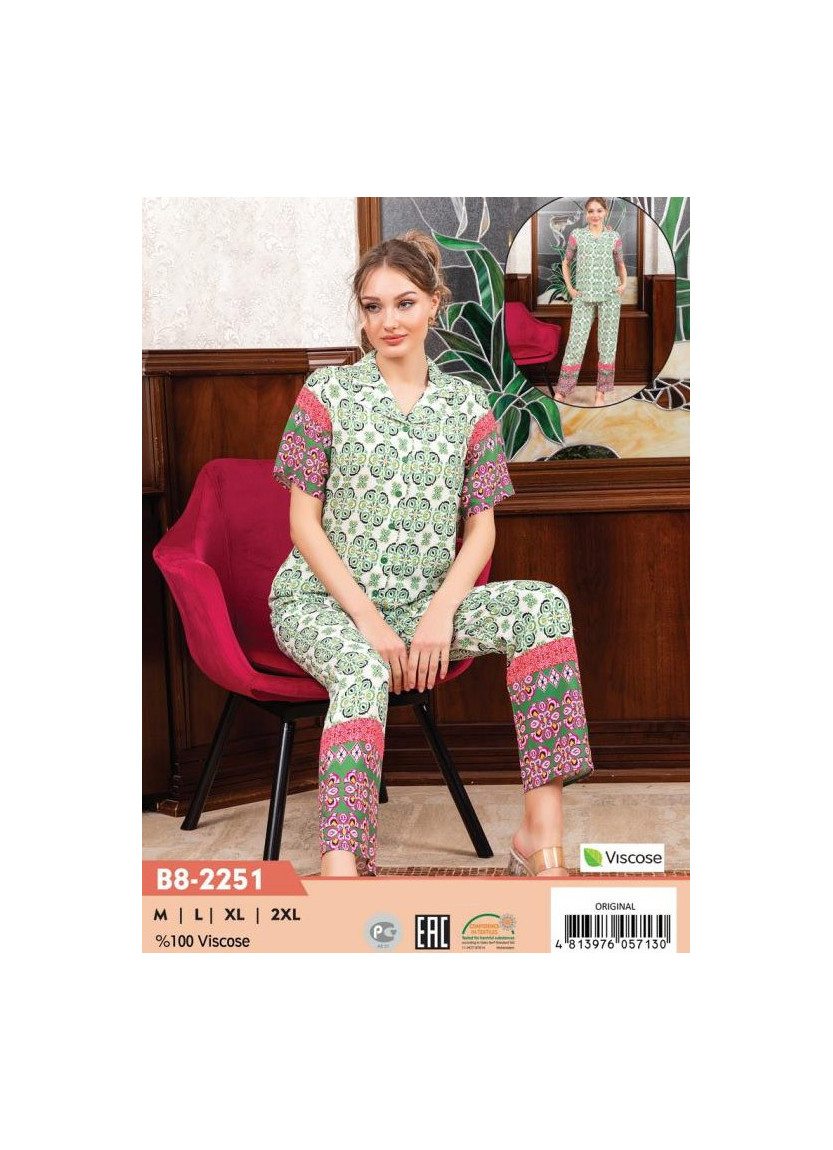 Женская Пижама на Пуговицах Viscose (M+L+XL+XXL) COCOON CCNB8-2251_ORI — купить оптом из Турции
