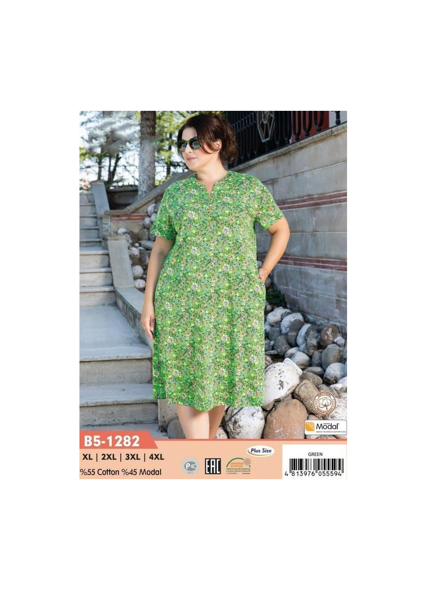 CCNB5-1282_GRN Modal Dress (XL+2XL+3XL+4XL) — Turkish textile wholesale