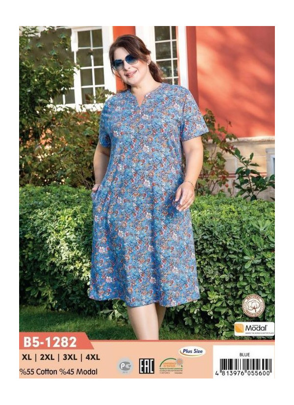 CCNB5-1282_BLU Modal Dress (XL+2XL+3XL+4XL) — wholesale from Turkey