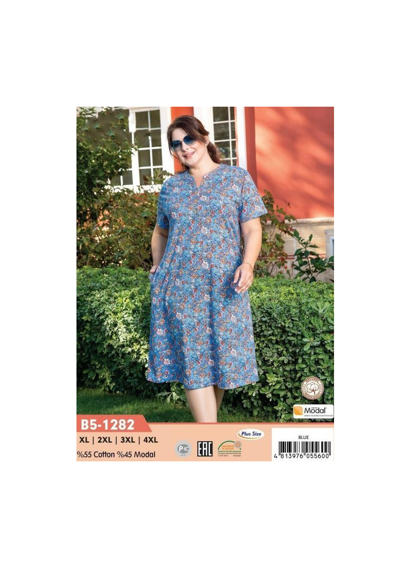 Платье Modal (XL+2XL+3XL+4XL) COCOON CCNB5-1282_BLU — купить оптом из Турции