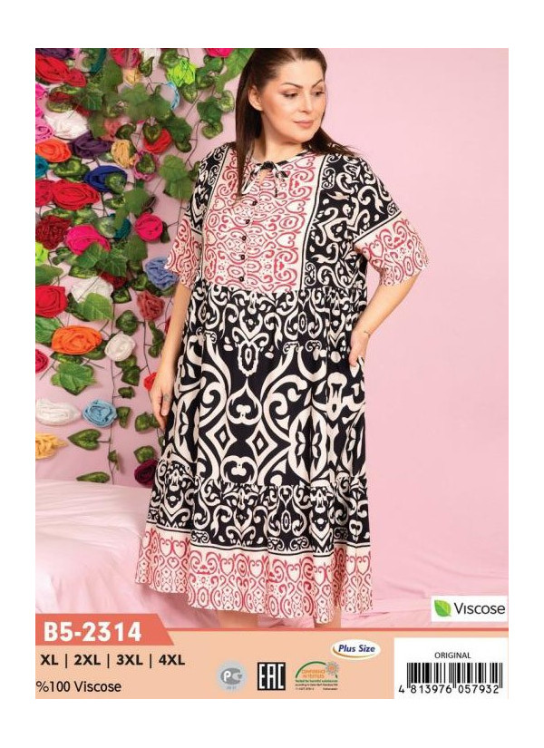 CCNB5-2314_ORI Viscose Dress (XL+2XL+3XL+4XL) — factory-direct from Turkey