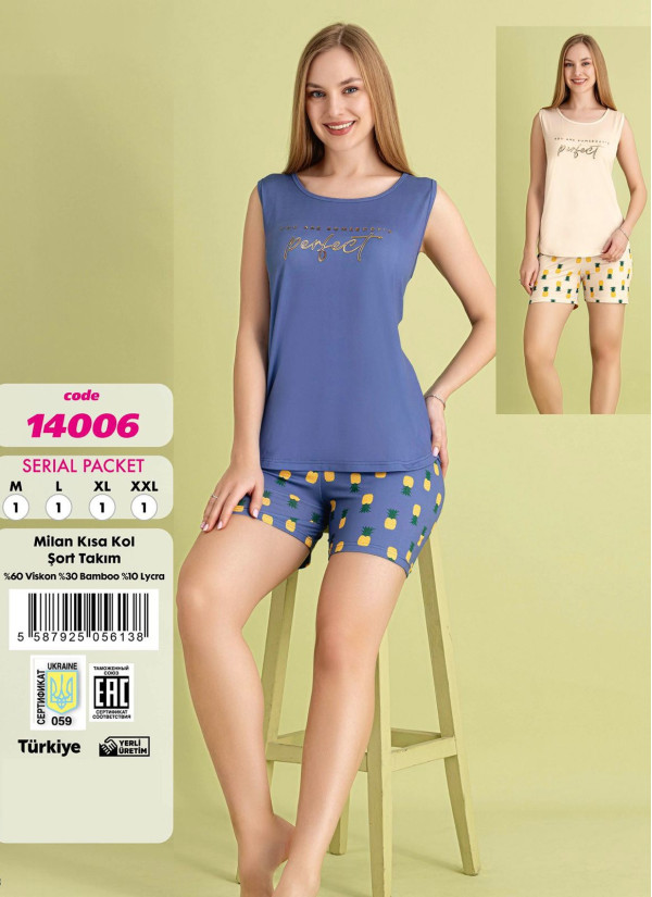 Violet 14006 Viscose Shorts Homewear Set — Turkish factory wholesale