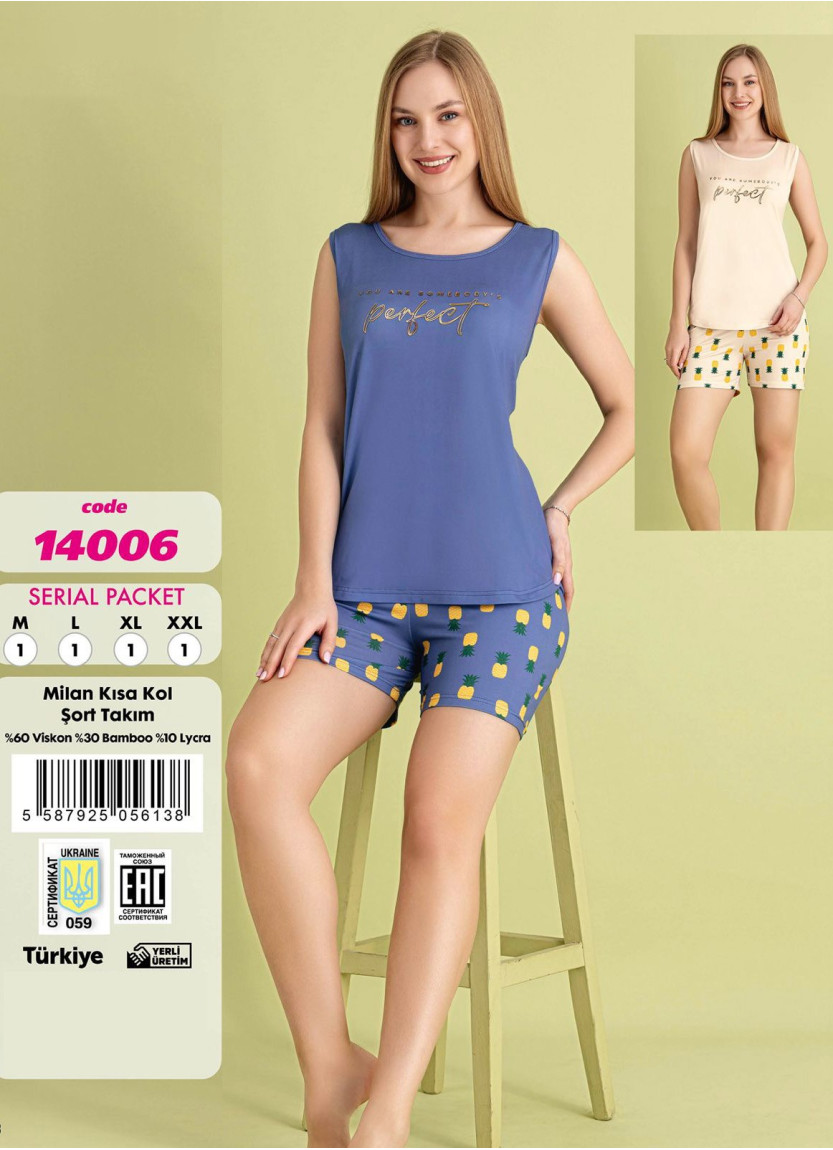 Violet 14006 Viscose Shorts Homewear Set — Turkish factory wholesale