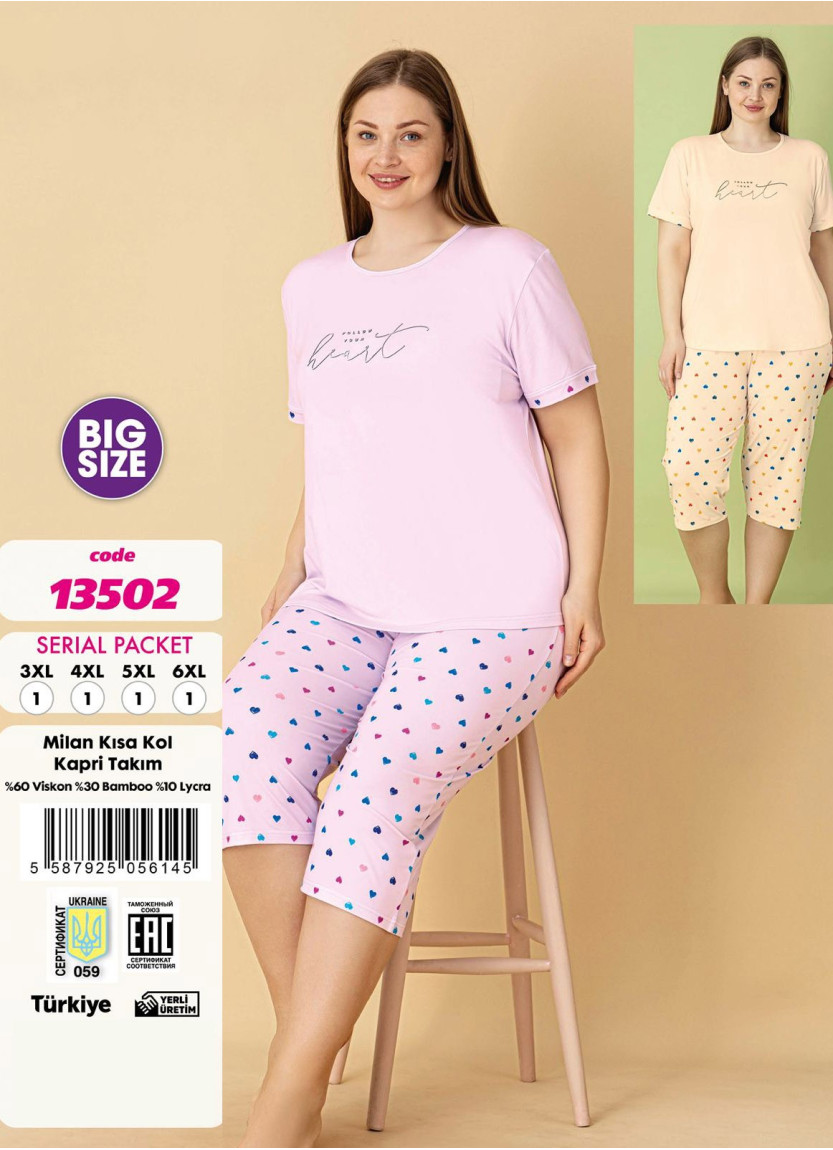 Violet 13502 Viscose Capri Homewear Set — Turkish factory wholesale
