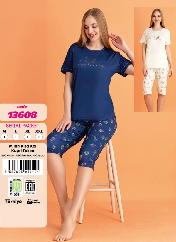 Violet 13608 Viscose Capri Homewear Set — Turkey wholesale collection