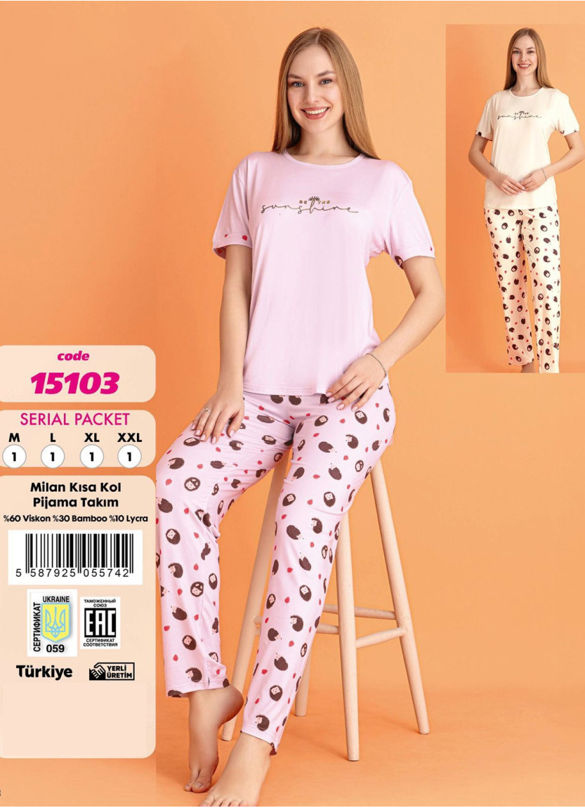 Violet 15103 Viscose Pants Homewear Set (M+L+XL+2XL) — Istanbul wholesale supplier