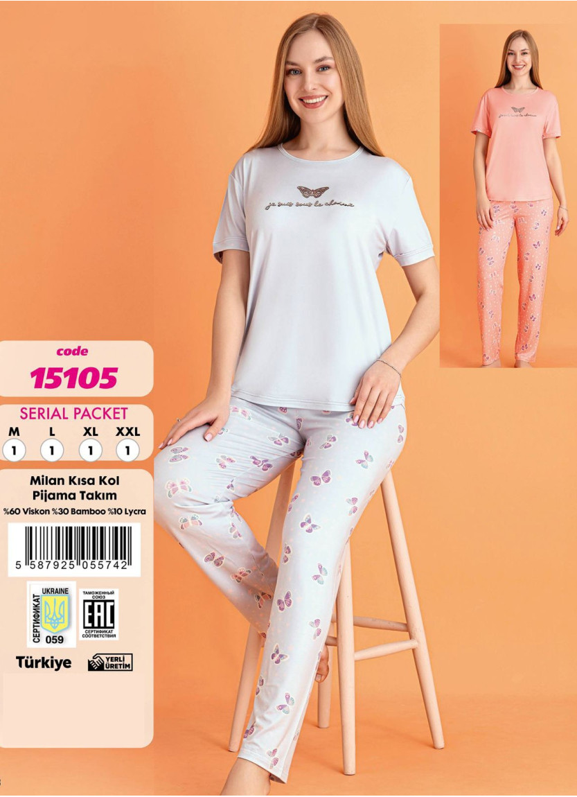 Violet 15105 Viscose Pants Homewear Set (M+L+XL+2XL) — Turkey wholesale collection