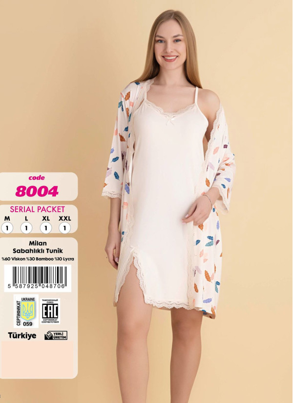 Violet 8004 Viscose 2-Piece Robe & Nightdress Set (M+L+XL+2XL) — Istanbul wholesale supplier