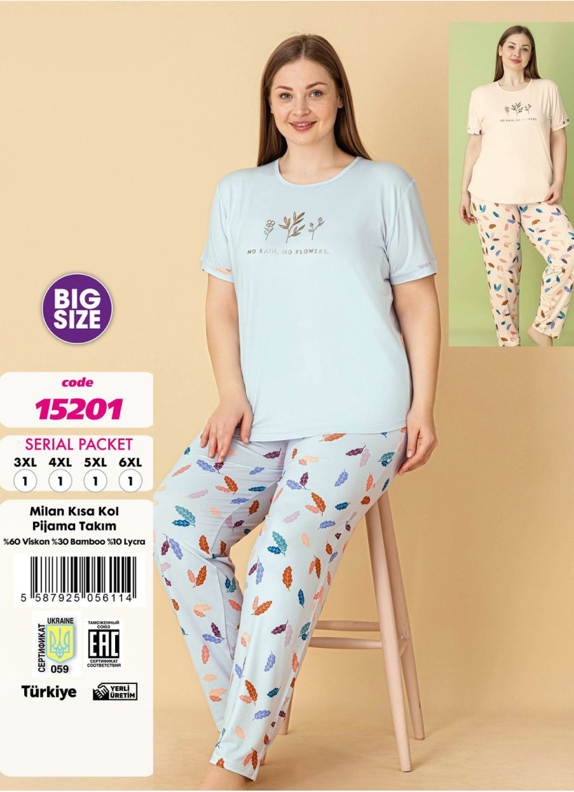Violet 15201 Viscose Pants Homewear Set (3XL+4XL+5XL+6XL) — factory-direct from Turkey