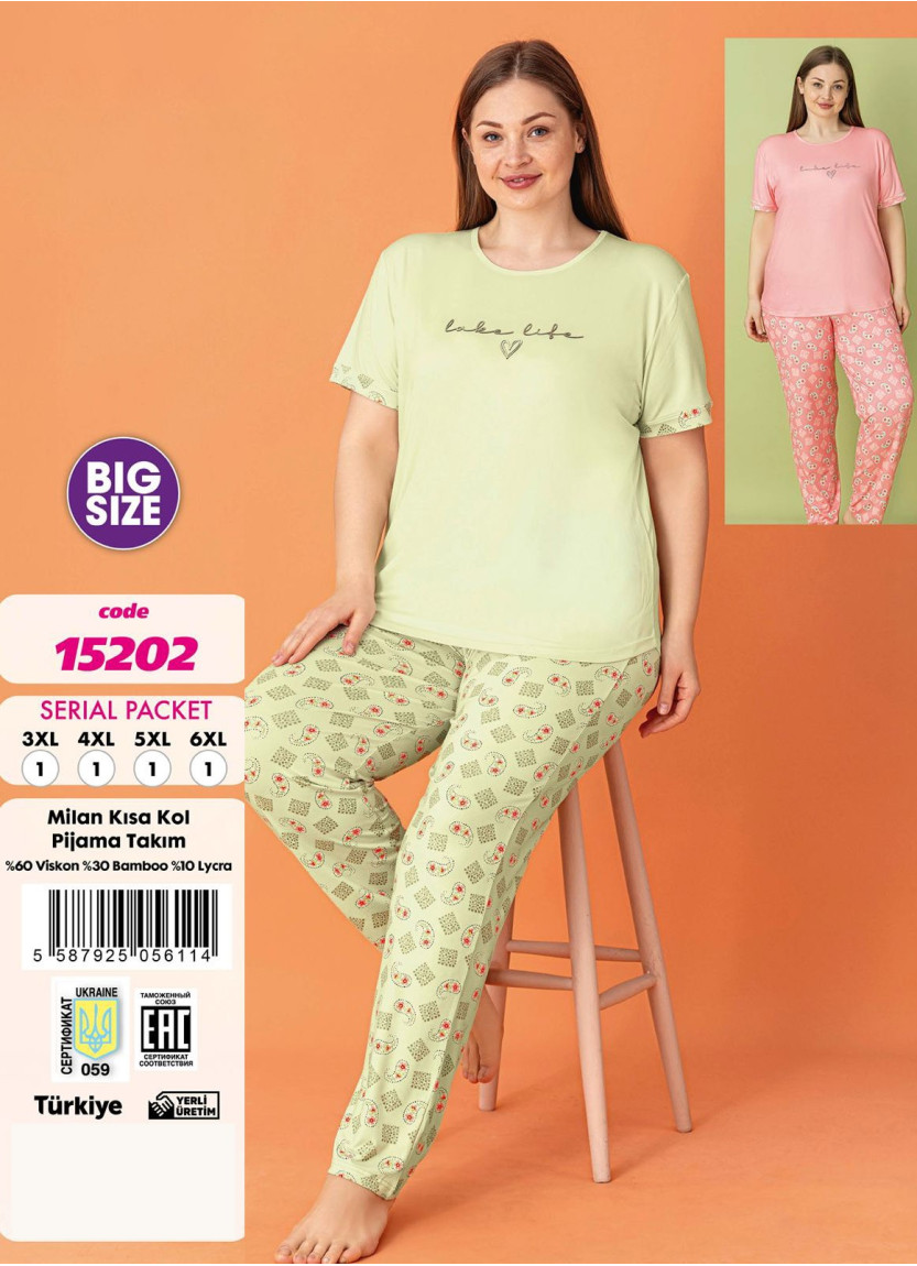 Violet 15202 Viscose Pants Homewear Set (3XL+4XL+5XL+6XL) — Turkish textile wholesale