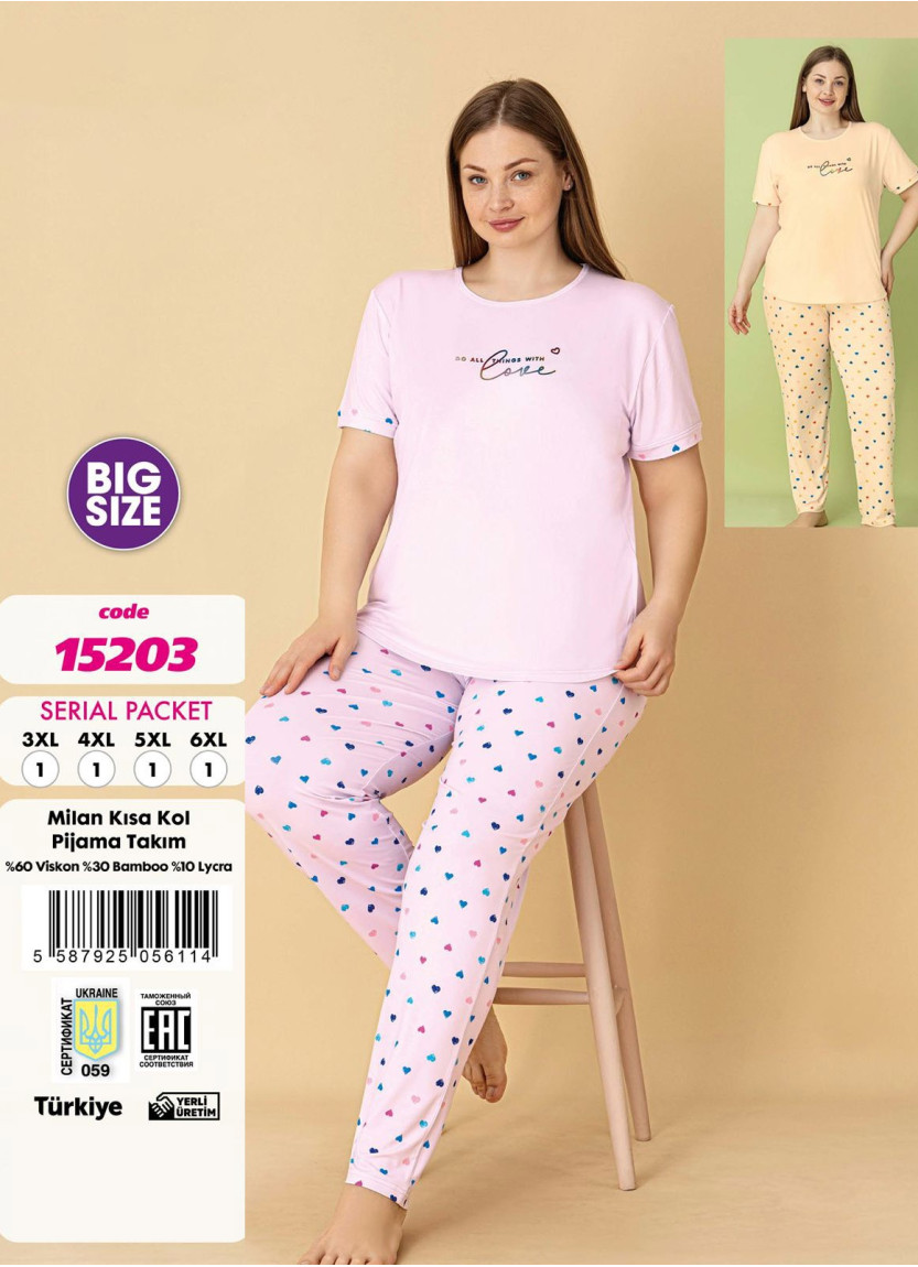 Violet 15203 Viscose Pants Homewear Set (3XL+4XL+5XL+6XL) — direct Turkish factory supply
