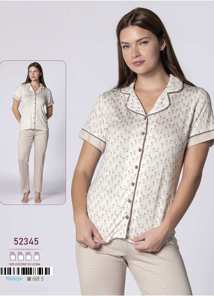 Caroline 52345 Women's Pajama Set (2XL+3XL+4XL+5XL) — direct Turkish factory supply