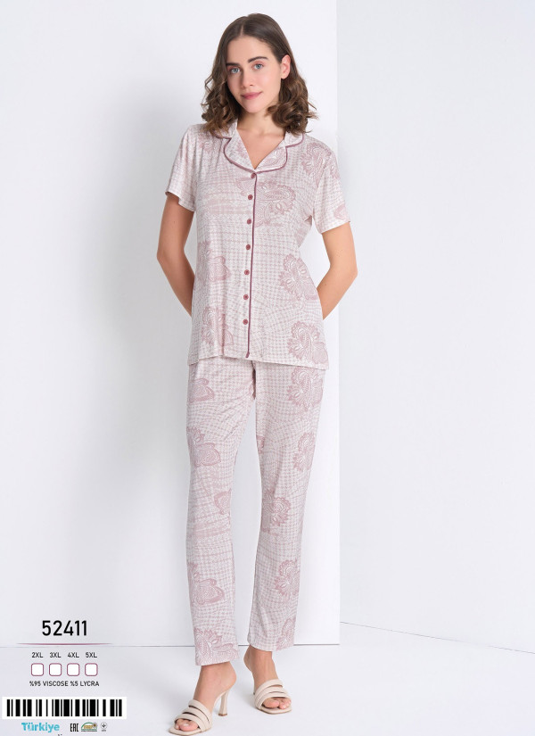 Caroline 52411 Women's Pajama Set (2XL+3XL+4XL+5XL) — wholesale from Turkey
