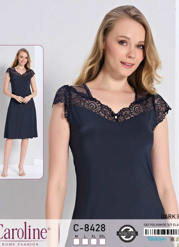 Caroline C-8428 Оптом Турция Фабрика Ночная Сорочка M+L+XL+2XL Antibacterial Caroline Купить Оптом с Турции