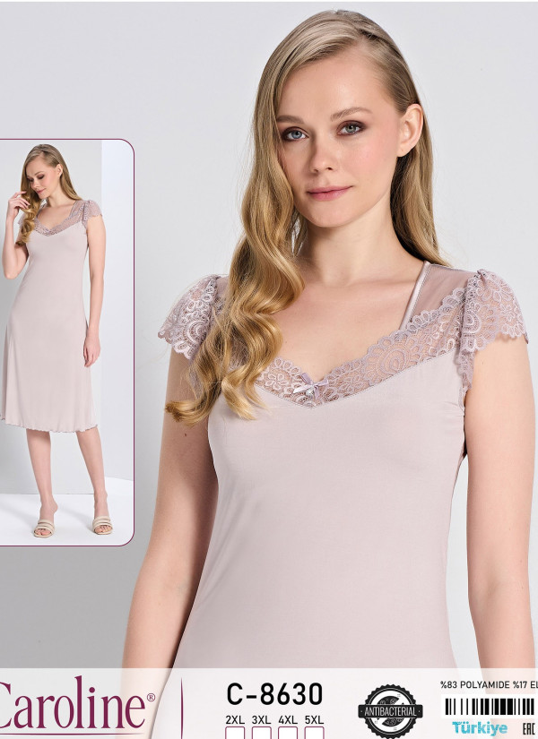 Caroline C-8630 Nightdress (2XL+3XL+4XL+5XL) — factory-direct from Turkey