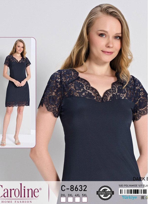 Caroline C-8632 Nightdress (2XL+3XL+4XL+5XL) — direct Turkish factory supply